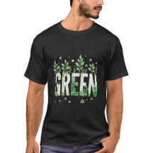 Grönt Eco Nature Ord Art with Löv T-Shirt