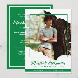 Grönt Edgy Abstrakt Torn Photo Studenten Inbjudningar