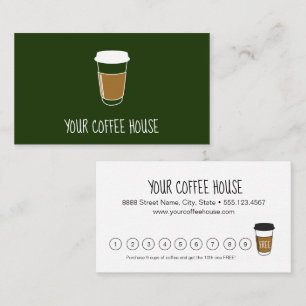 Grönt Editable Coffee House Frimärke förmånskort Lojalitetskort