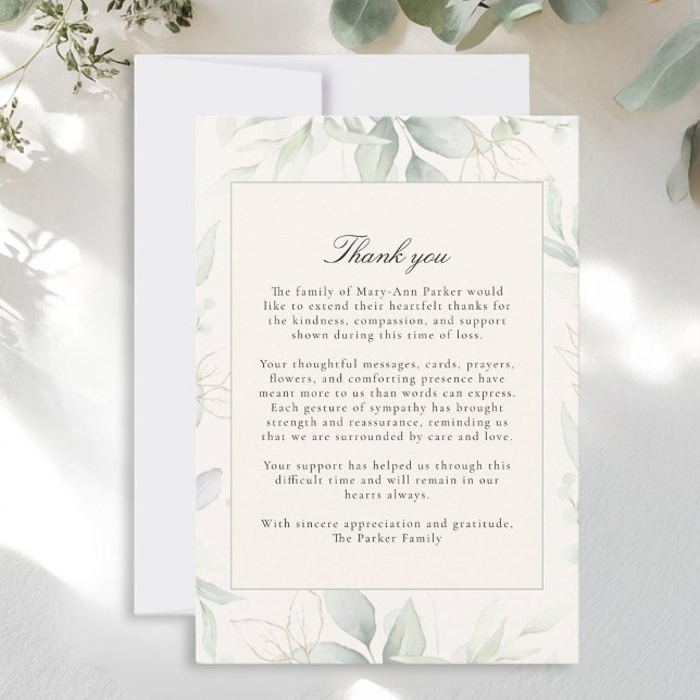 Grönt efter begravningsminne Sympati Tack Kort (Greenery After Funeral Memorial Sympathy Thank You Card)