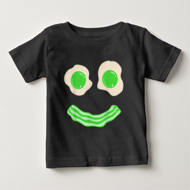 Grönt Eggs Ham Smile Ansikte Brunch Breakfast T Shirt (Framsida)