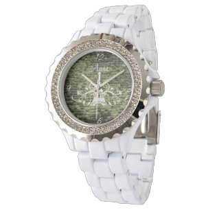Grönt Eiffel Torn Grunge Watch Armbandsur