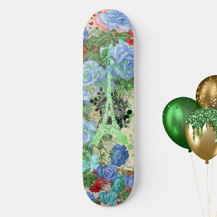 Grönt Eiffel Torn om kollage Mini Skateboard Bräda 18,5 Cm