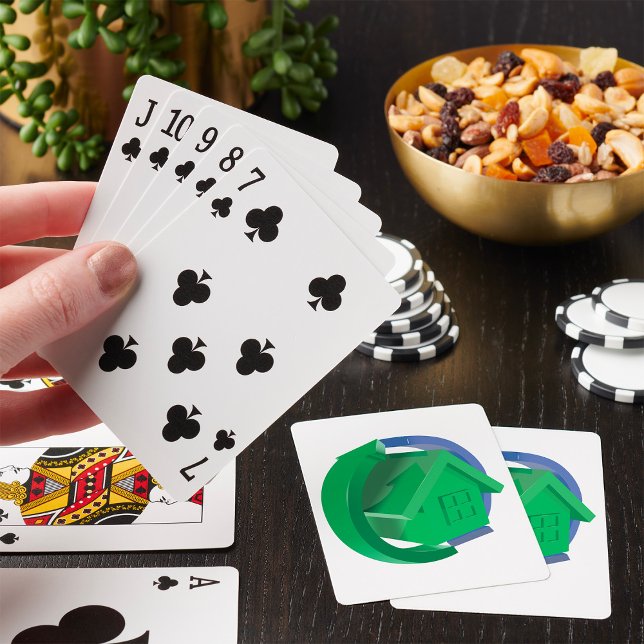 Grönt Ekohus med Cirkulära Pilar Casinokort (Skapare uppladdad)