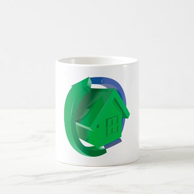 Grönt Ekohus med Cirkulära Pilar Kaffemugg (Skapare uppladdad)