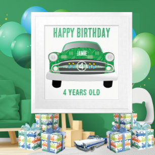 Grönt Elak Retro Car Boy Poster födelsedagen