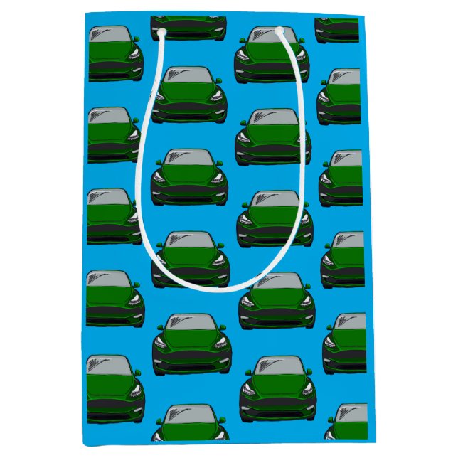 Grönt Electric Fordon SUV Car Blue Background (Framsidan)