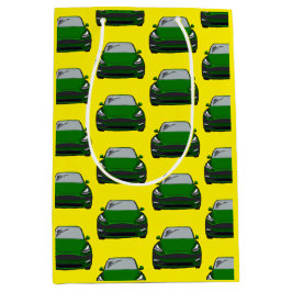 Grönt Electric Fordon SUV Gult Bakgrund för