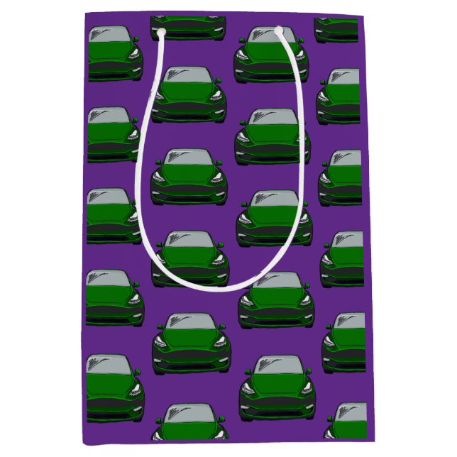 Grönt Electric Fordon SUV Lila Background (Framsidan)