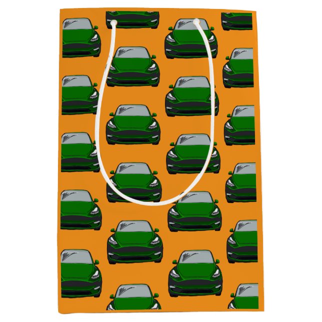 Grönt Electric Fordon SUV Orange Bakgrund för  (Framsidan)