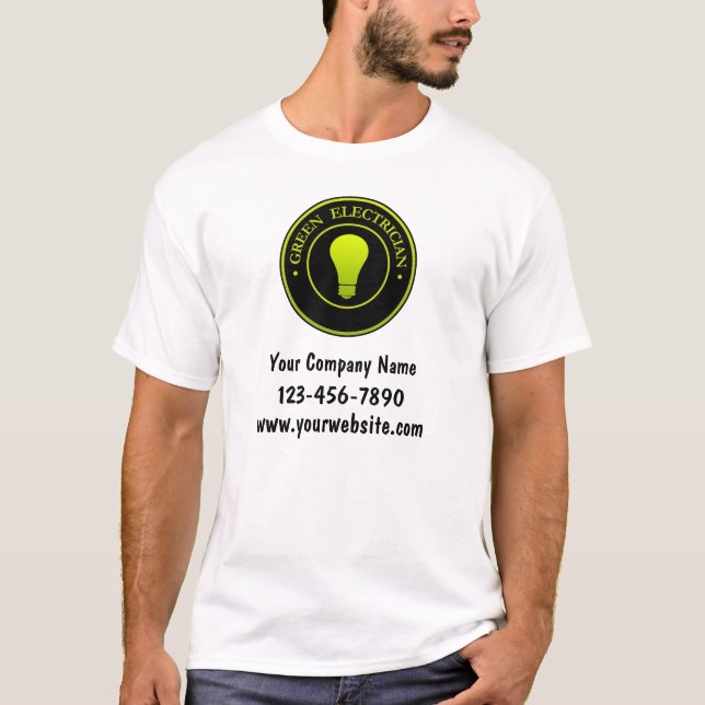 Grönt Electrician Logotyp Template Work shirts T Shirt (Framsida)
