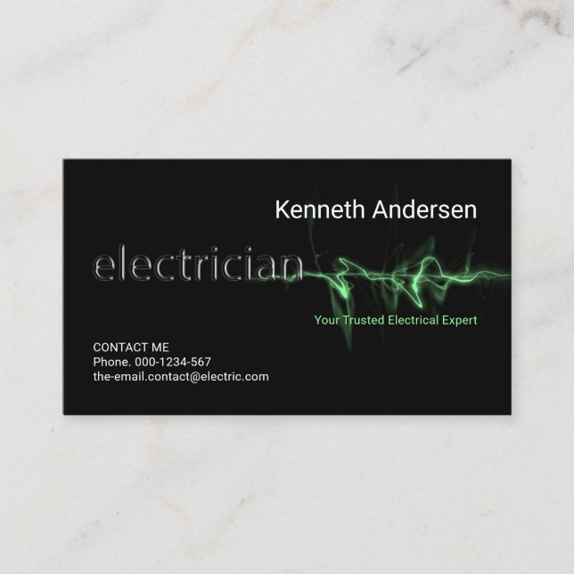 Grönt Electrician Strejka Electrical Visitkort (Framsida)