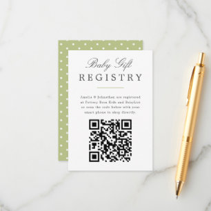 Grönt Elegant Baby Gift-register med QR-kod Tilläggskort
