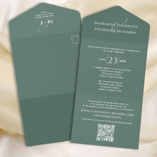 Grönt Elegant bröllop QR-kodAnpassningsbar