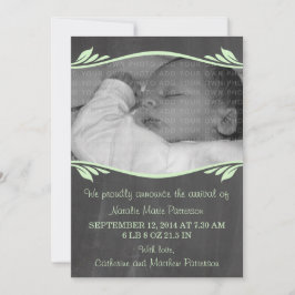 Grönt Elegant Chalkboard Baby avisering Meddelande