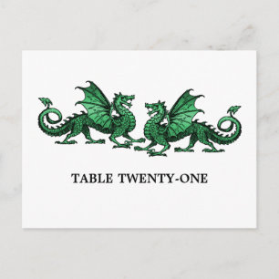 Grönt Elegant Dragons Bordsnummer vykort