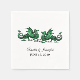Grönt Elegant Dragons Bröllop Pappra Napkins Pappersservett
