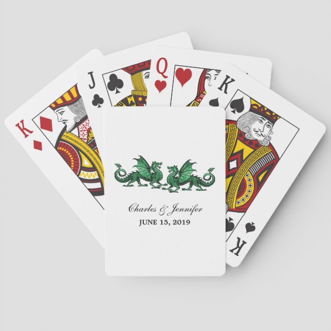 Grönt Elegant Dragons uppspelningskort Casinokort (Baksidan)