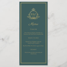 Grönt Elegant Golden Calligraphy Bröllop Menu