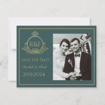 Grönt Elegant Golden Calligraphy Spara datum