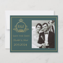 Grönt Elegant Golden Calligraphy Spara datum