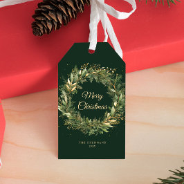 Grönt Elegant jul Utandning Botanisk Helgdag Presentetikett