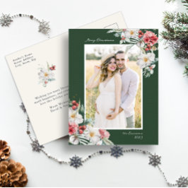 Grönt Elegant julfotopapport för Helgdag Vykort