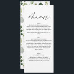 Grönt elegant modern botaniskt skript bröllop-meny meny<br><div class="desc">Blommigt för nukleär grönt och botanisk bröllop-dekormeny. Med vacker text och sage-grönt,  vattenfärgdetaljer för grått och vitt blad. Denna moderna samling i bröllop kommer säkert att sätta stil för er stora dag.</div>