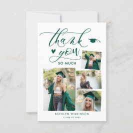 Grönt Elegant Script 4 Photo Studenten Tack Inbjudningar