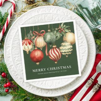 Grönt Elegant Vattenfärgning Party Ornament vid ju Pappersservett