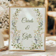Grönt Elegant Wildblomme Bröllopskort och presente
