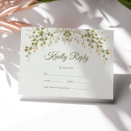 Grönt Elegant Wildblomme Pastel Bröllop OSA Card