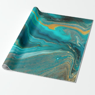grönt elegante marmor med guld linjer presentpapper