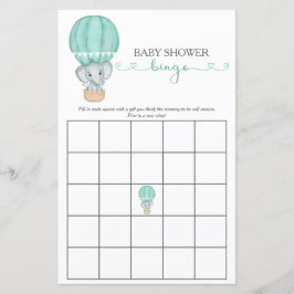 Grönt Elephant Baby Shower Bingo Game
