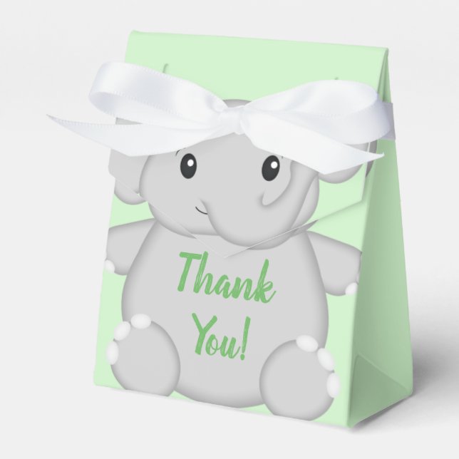 Grönt Elephant Baby Shower Presentaskar (Framsidan Sidan)