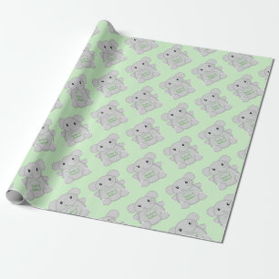 Grönt Elephant Baby Shower Presentpapper