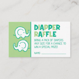 Grönt Elephant Diaper Raffle Biljett Tilläggskort