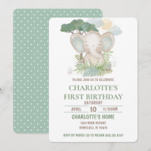 Grönt Elephant Födelsedagsfest