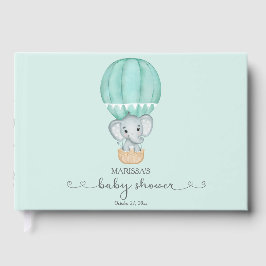 Grönt Elephant Gender Neutral Baby Shower Gästböcker