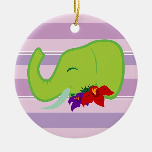 Grönt Elephant Julgransprydnad Keramik (Framsidan)