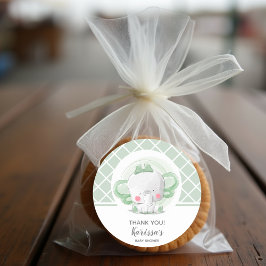 Grönt Elephant Unisex Baby Shower Runt Klistermärke