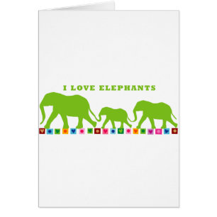 Grönt Elephants Walking Hälsningskort