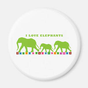 Grönt Elephants Walking Magnet