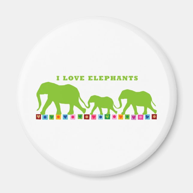 Grönt Elephants Walking Magnet (Framsidan)