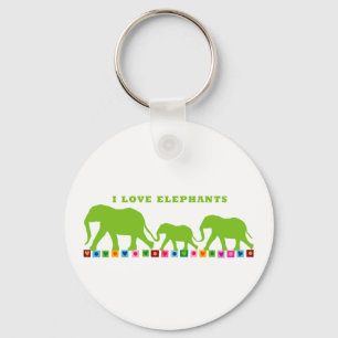 Grönt Elephants Walking Nyckelring