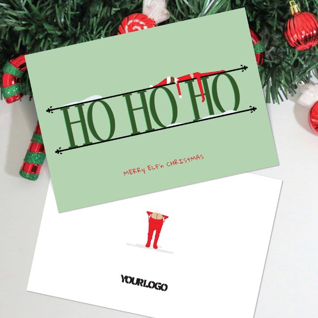 Grönt Elf Shenanigans Corporate jul Card Julkort (Skapare uppladdad)