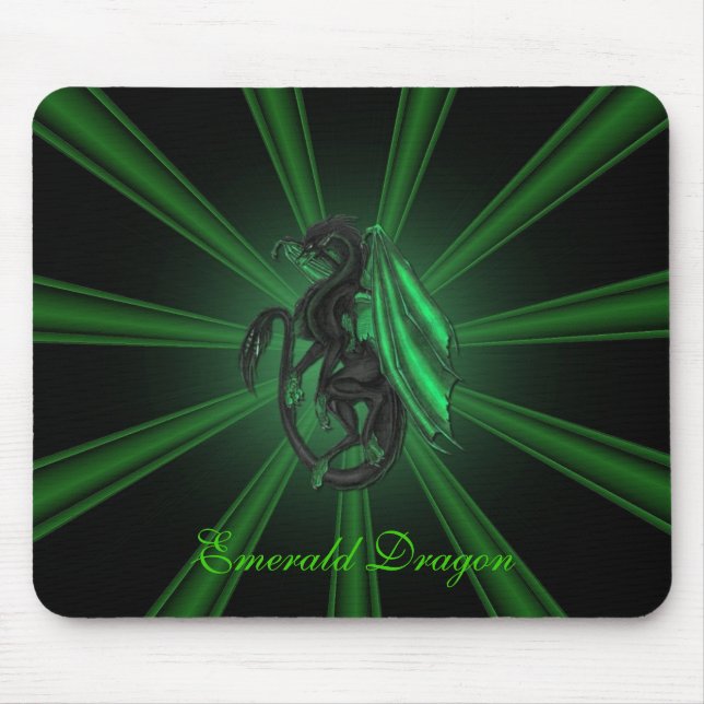 Grönt Emerald Dragon Mouse Pad Musmatta (Framsidan)