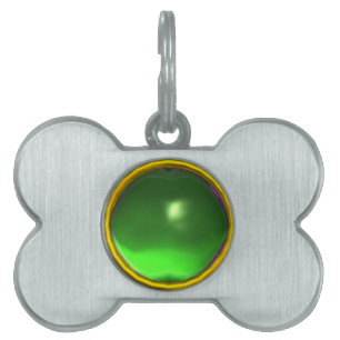 GRÖNT EMERALD GEM STONE NAMNBRICKA HUSDJUR