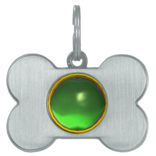 GRÖNT EMERALD GEM STONE NAMNBRICKA HUSDJUR (Framsidan)