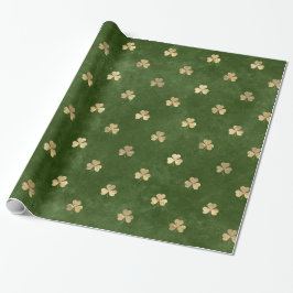 Grönt Emerald Guld Metallic Shamrock Löv Klöver Presentpapper